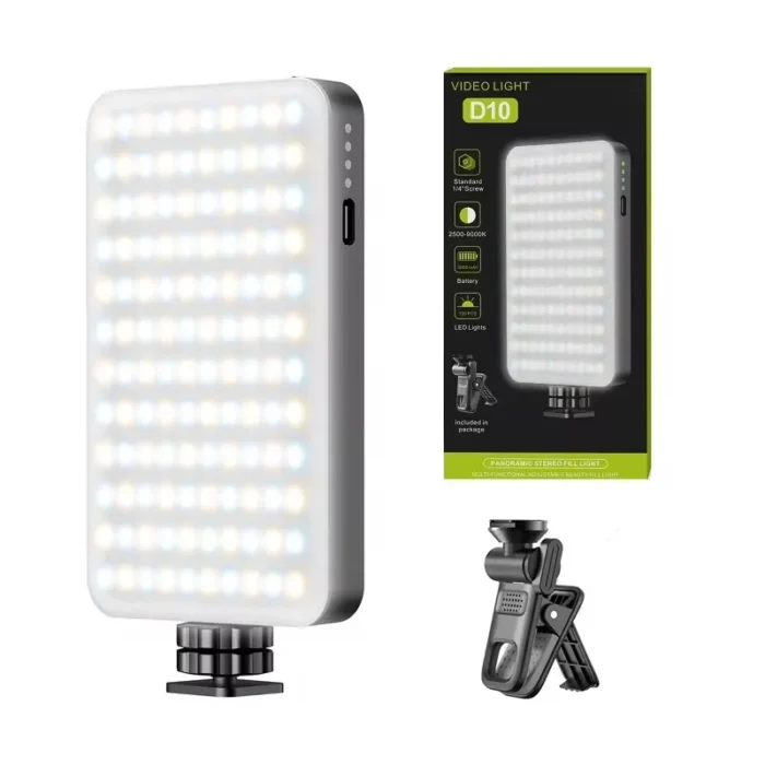D10 3000mAh Clip Light – Portable Rechargeable LED Photography Light in Kenya-lamp beads and wrap box