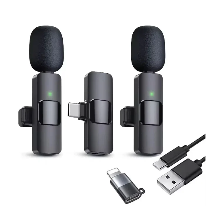 K9 Dual Wireless Lavalier Microphone – Noise Cancelling Clip-On Mic Plug & Play for Live Streaming Nairobi Kenya