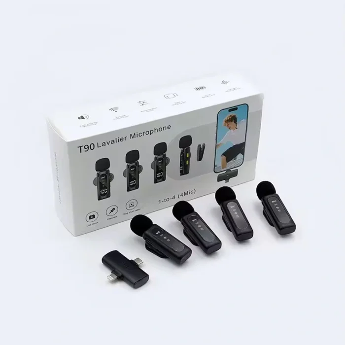 T90 4-in-1 wireless lavalier microphone magnetic buckle noise reduction plug and play Nairobi