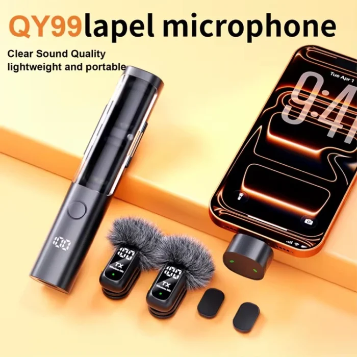 QY99 wireless lavalier microphone clip-on for smartphone recording Nairobi Kenya
