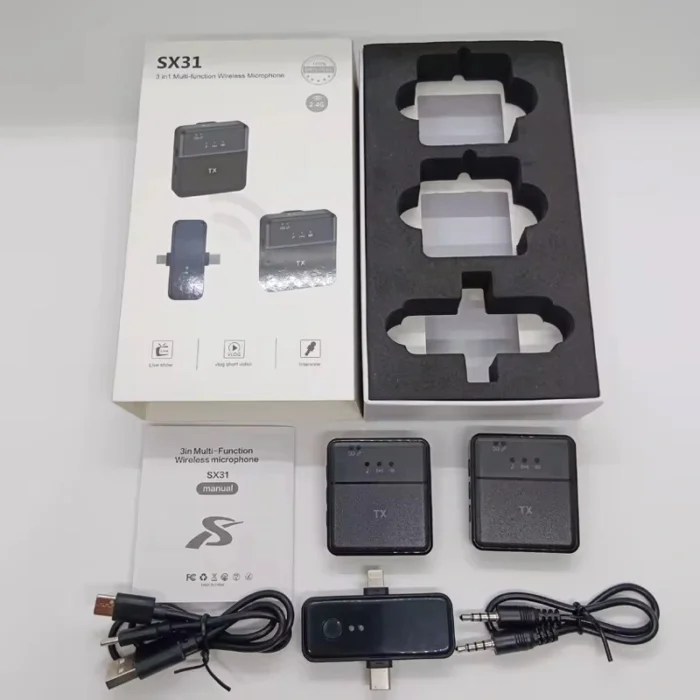 SX31 3-in-1 wireless lavalier microphone in use for vlogging live streaming Nairobi Kenya