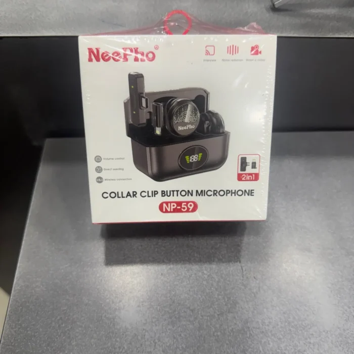 NEEPHO NP-59 collar clip wireless microphone in use for vlogging live streaming Nairobi Kenya