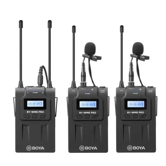 Boya BY-WM8 Pro-K2 UHF dual-channel lavalier wireless microphone system LCD screen for Canon Nikon DSLR Nairobi Kenya