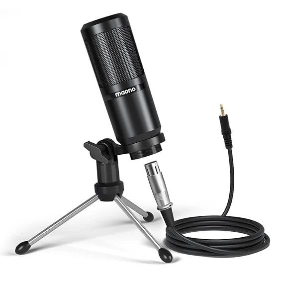 MAONO AU-PM360TR condenser microphone with tripod stand and mic gain for vlogging Nairobi Kenya